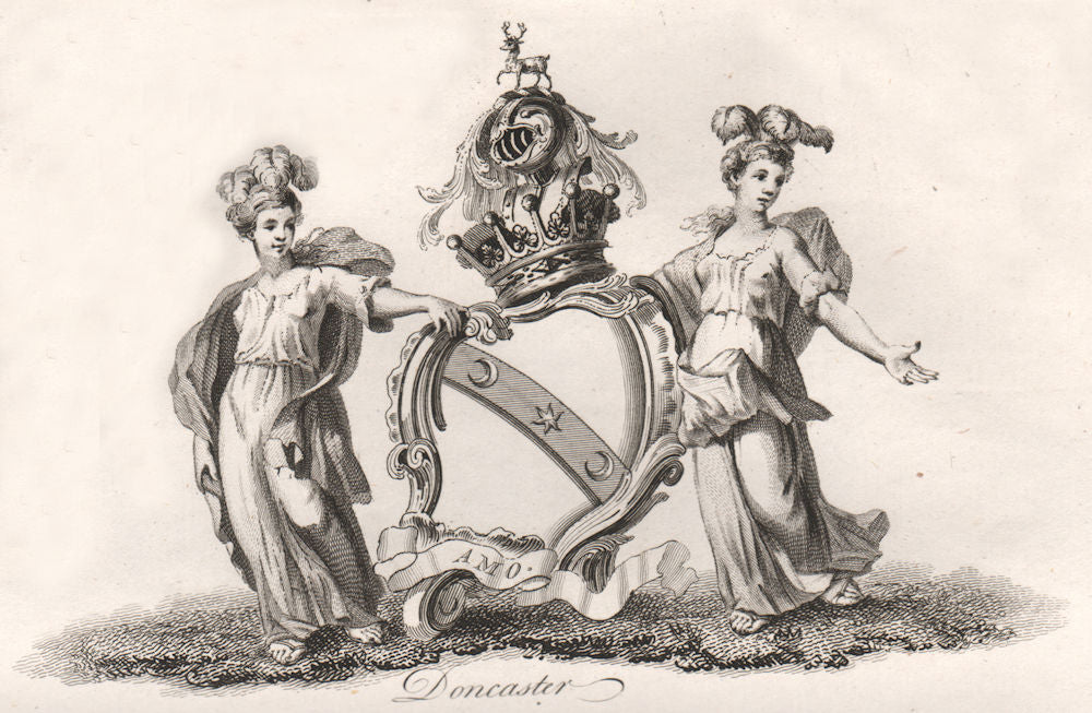 DONCASTER. Coat of Arms. Heraldry 1790 old antique vintage print picture